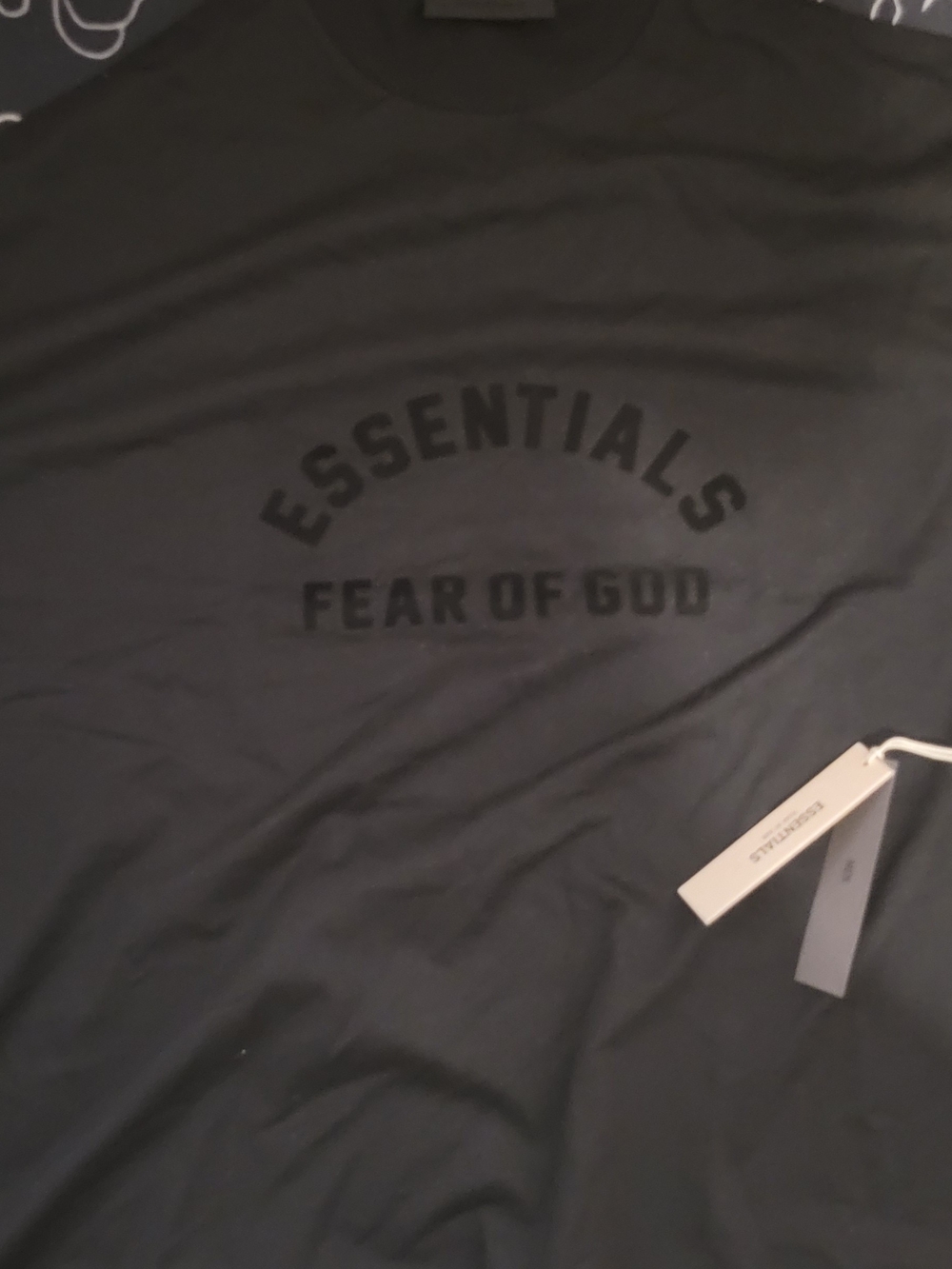 Essentials Fear of God Black Logo Short Sleeve Tee